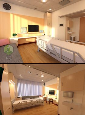 医院卧室 3D场景道具模型素材 maya 3dmax c4d ue4 unity游戏