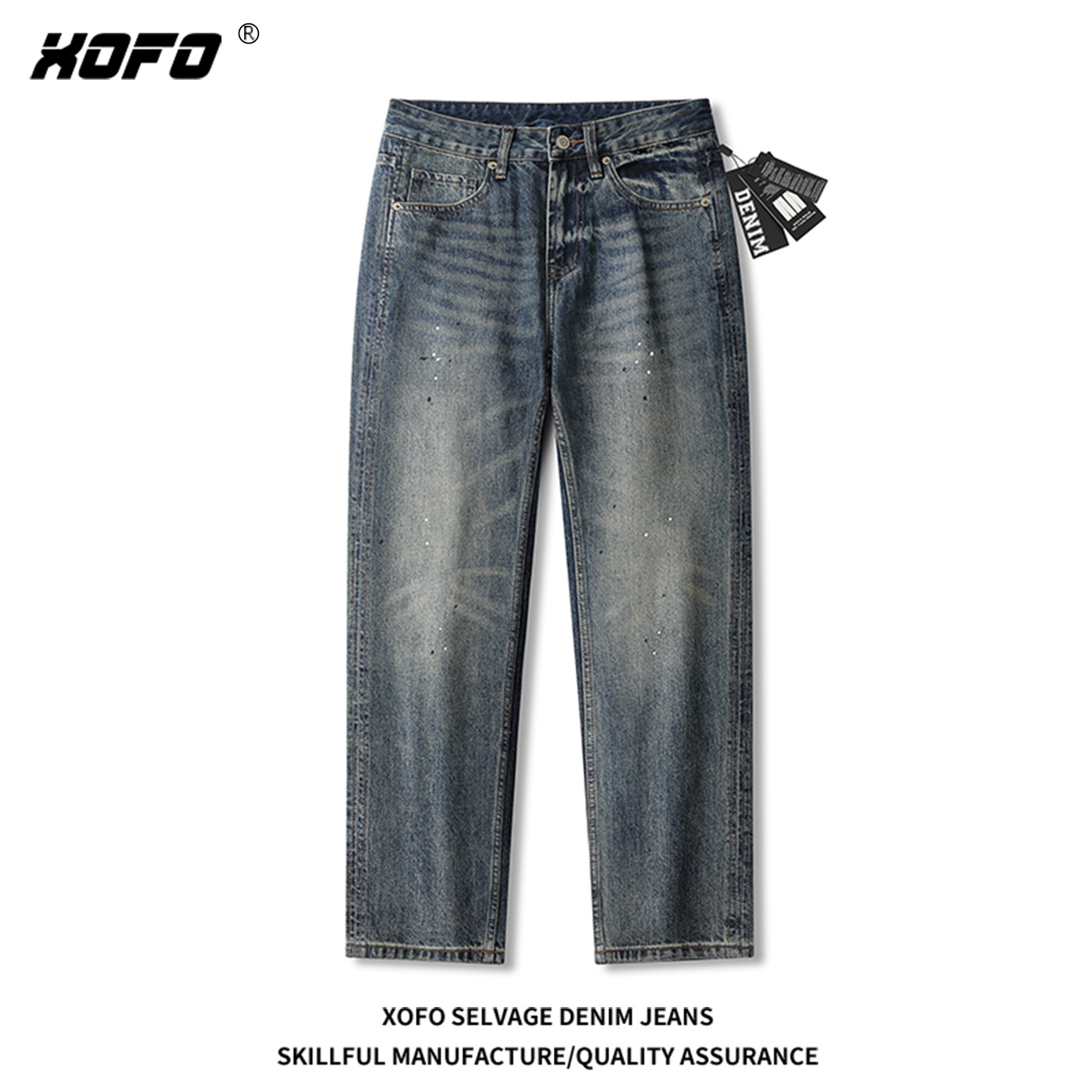 2025年新款美式vibe修身小直筒牛仔裤男款秋季水洗泼墨舒适长裤