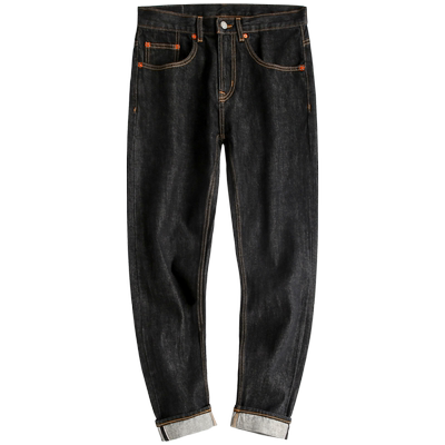 黑色牛仔裤男休闲直筒潮赤耳丹宁