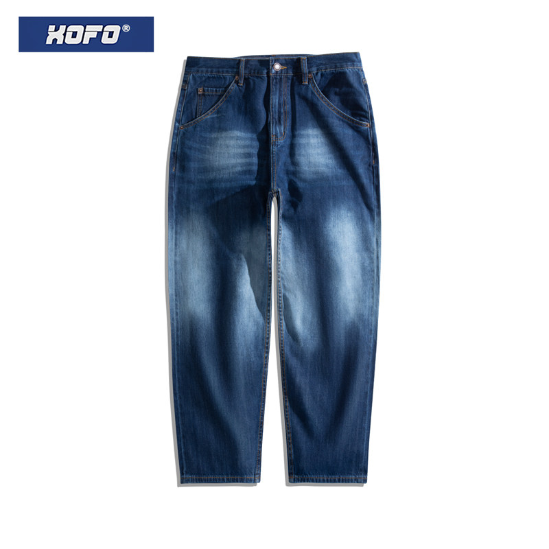 直筒宽松版型男士牛仔裤夏季2026新款复古休闲阔版深蓝赤耳丹宁