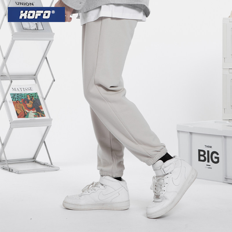 2026年冬季卫裤男320G灰色宽松长裤束脚简约纯色休闲百搭运动裤子