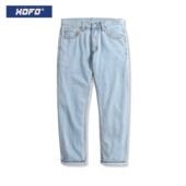 子 男夏阔腿水洗裤 2026年新款 浅色直筒宽松浅蓝色弹力休闲牛仔裤