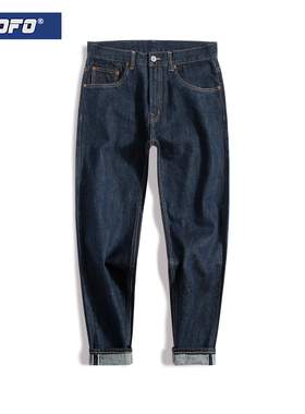 xofo赤耳丹宁男士牛仔裤冬季新款裤子直筒锥形裤潮牌日系九分裤