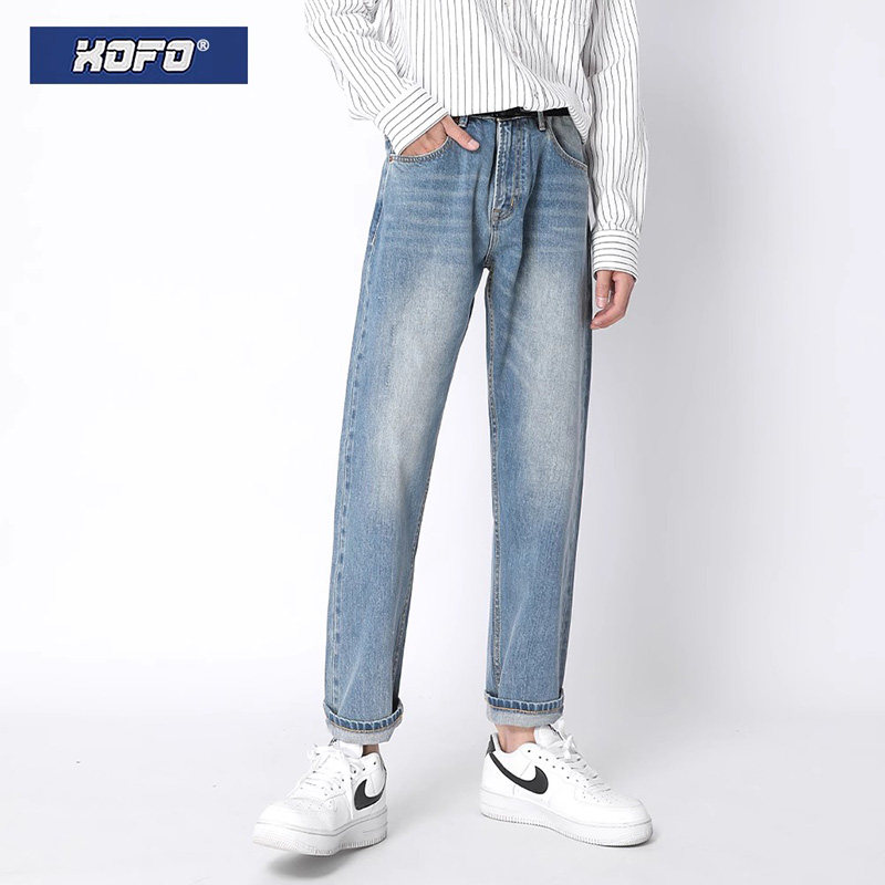 2026新款浅色牛仔裤男款夏锥形修身小脚长裤子休闲美式潮流复古