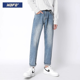 浅色牛仔裤 子休闲美式 男款 小脚长裤 潮流复古 冬锥形修身 2025新款