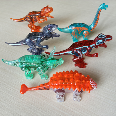 侏罗纪恐龙水晶透明暴龙霸王龙儿童动物乐园模型拼装男孩益智玩具