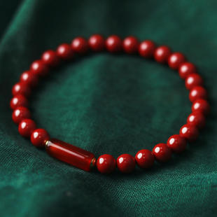 六字真言双层 简约风格 度颂·悦石·经起朱砂手串 手链中式