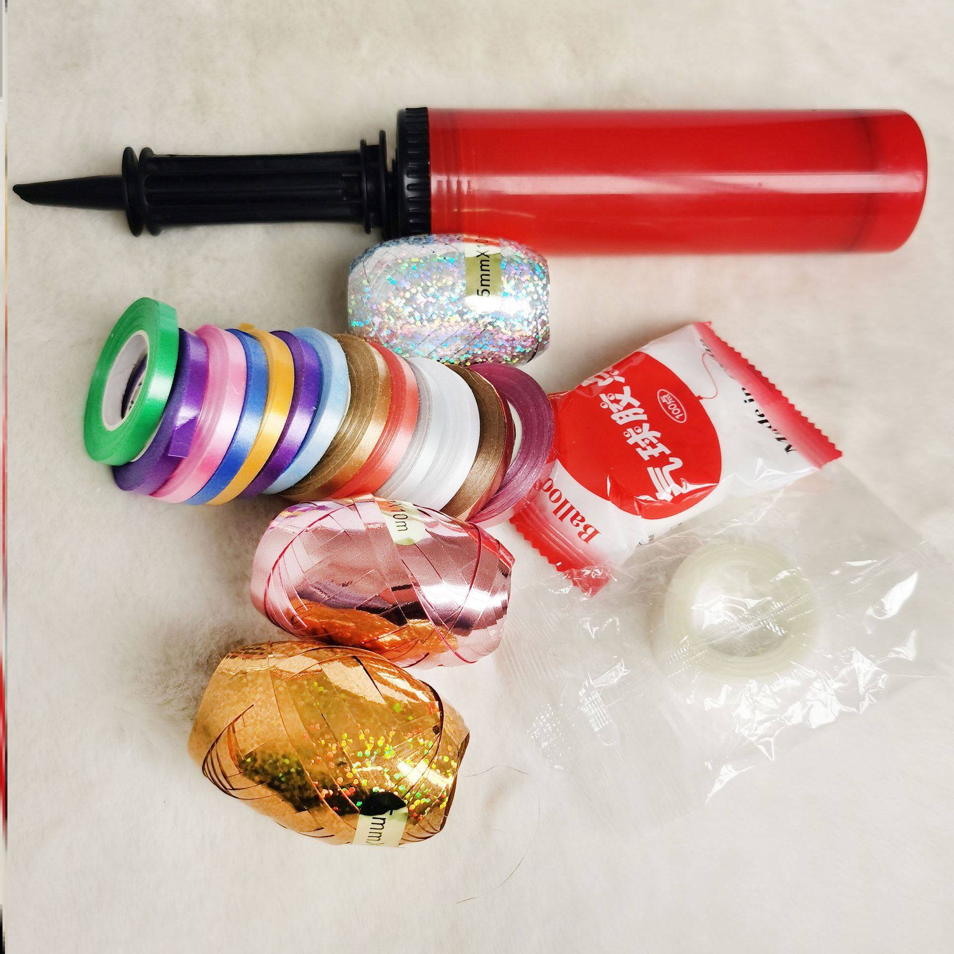 气球配件10米气球丝带镭射亮面丝带打气筒点胶气球链派对装饰