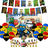 乐高幻影忍者主题套装 饰气球蛋糕用品 Ninjago积木生日派对拉旗装