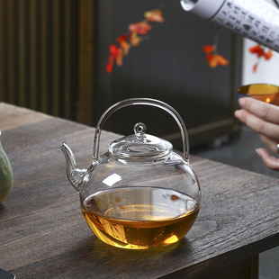 玻璃提梁壶煮水煮茶壶耐高温过滤养生壶超薄电陶炉家用煮茶器套装