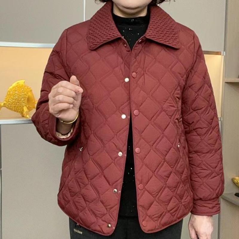 好品冬季新款时尚减龄显瘦加绒加厚中老年妈妈纯色棉衣棉服短外套