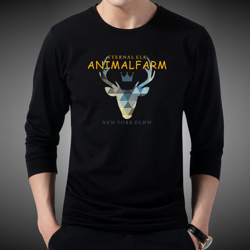 男士卫衣秋冬款圆领潮牌潮流鹿头休闲帅气修身秋季男装秋装上衣男