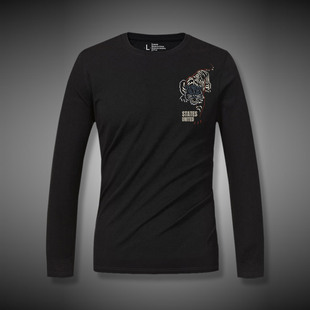 黑色简约修身 休闲内搭春秋季 上衣服 t恤男打底衫 ZGHW2026长袖