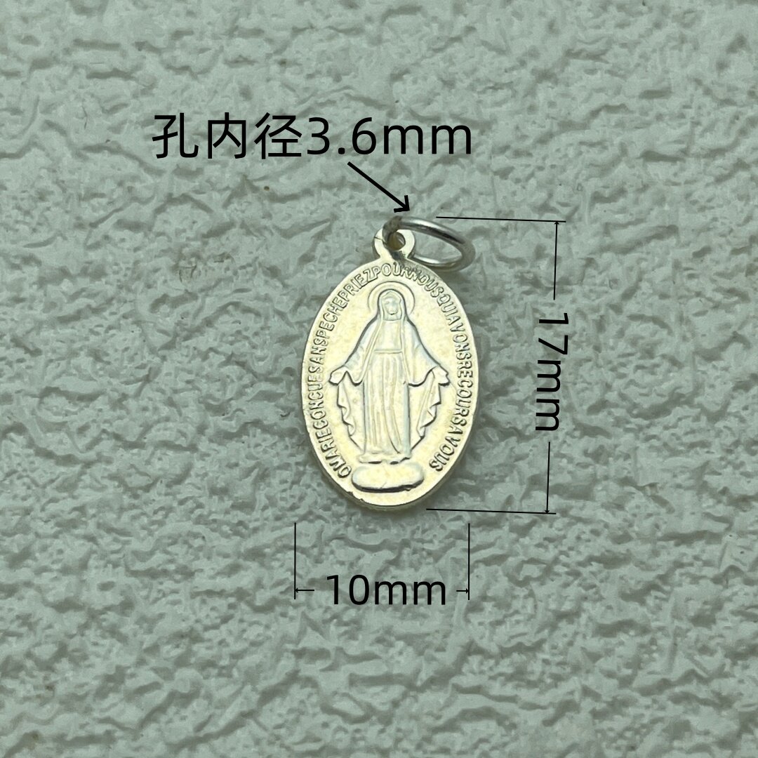 S925纯银吊坠女神玛利亚小银牌小巧DIY饰品配件女神像编绳配饰
