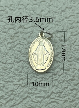 S925纯银吊坠女神玛利亚小银牌小巧DIY饰品配件女神像编绳配饰