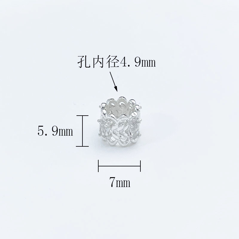 S925纯银镶皓桶珠转运珠路路通