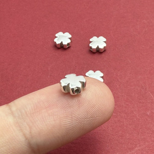 S925纯银四叶草幸运草横穿隔珠散珠串珠DIY手链耳饰项链链子配件