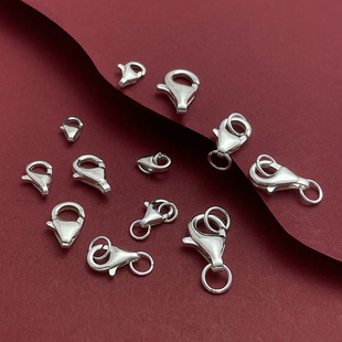 S925纯银水滴扣龙虾扣项链扣手链扣加圈连接扣弹簧扣DIY饰品配件