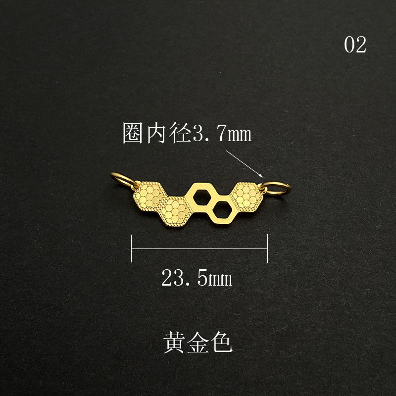 S925纯银镀黄金蜂巢H牌色吊坠波光粼粼字母DIY项链挂件时尚新款