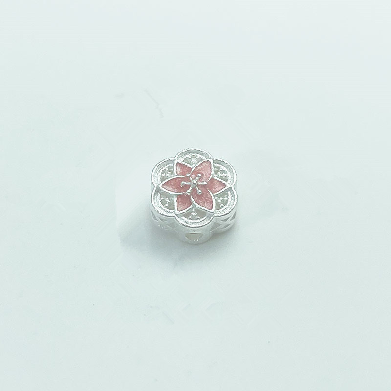 S925纯银滴油珐琅彩桃花花朵隔珠转运珠手工DIY珍珠项链串珠串饰,饰品/流行首饰/时尚饰品新,银饰配件,淘宝优惠券,粉丝福利购,淘宝优惠卷