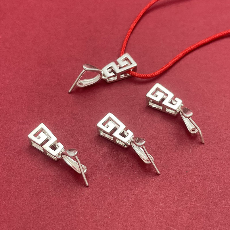S925纯银斜孔玉佛观音玉石吊坠扣