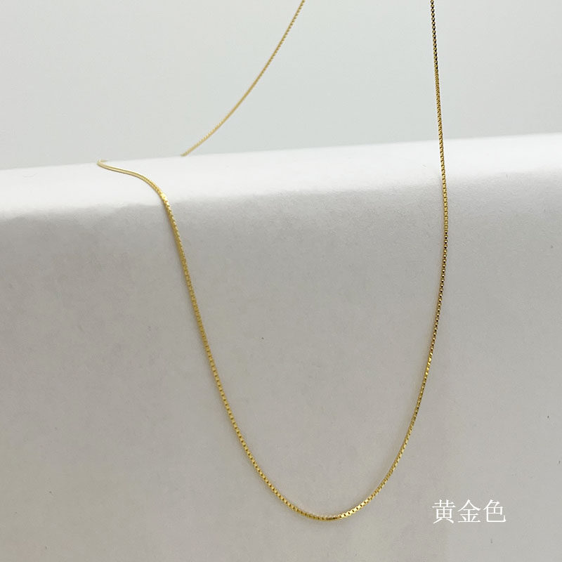 S925纯银盒子链锁骨链项链素链