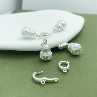 S925纯银闪亮葫芦开口圈吊坠挂件DIY编织文玩手链项链手串吊饰