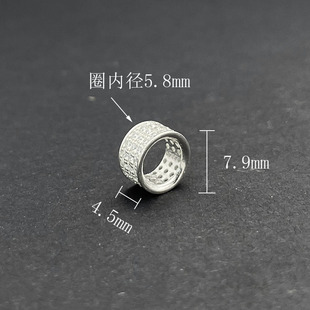 925纯银桶珠大孔微镶皓石隔珠路路通三排水钻手工DIY水晶手串配件