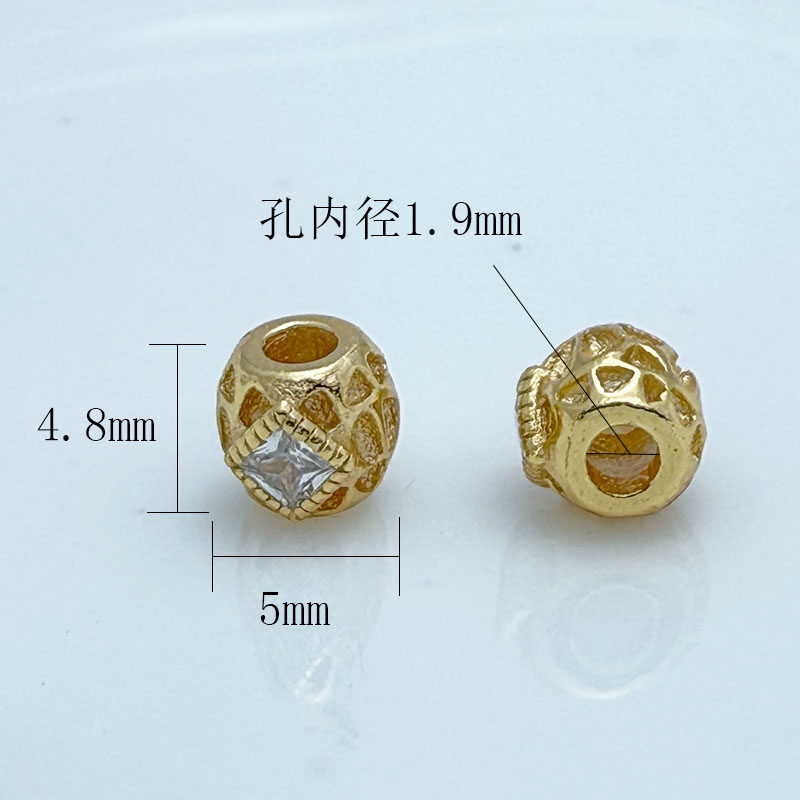 S925纯银镀金古法錾刻陨石隔珠