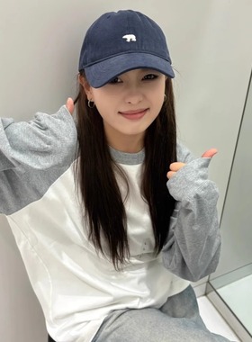 2025新款藏青色棒球帽宽帽檐显脸小女春夏北极熊男女灰色鸭舌帽子