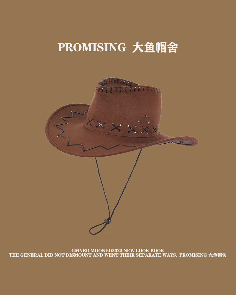 西部牛仔帽子夏季女款防晒帽欧美式复古大檐沙滩海边辣妹遮太阳帽