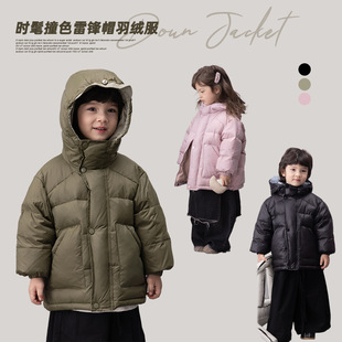 2025反季儿童羽丝绒丝外套秋冬加厚男女童装雷锋帽外套上衣中小童