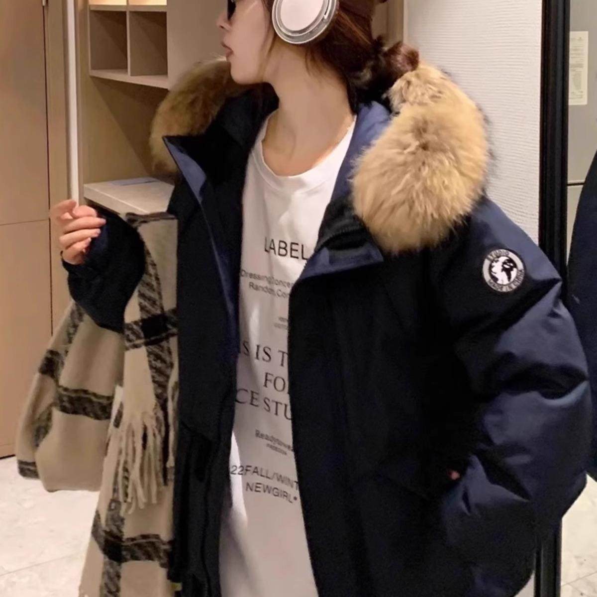 工装派客服情侣款羽绒服宽松加厚