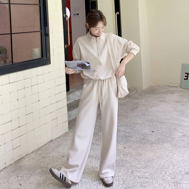【品牌热卖】春秋韩版洋气休闲运动卫衣长裤宽松显瘦阔腿两件套装