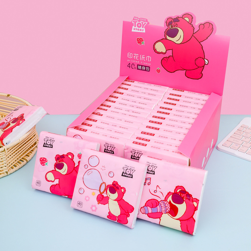 迪士尼草莓熊印花抽纸餐巾纸卡通图案40抽3层加厚家用面巾纸