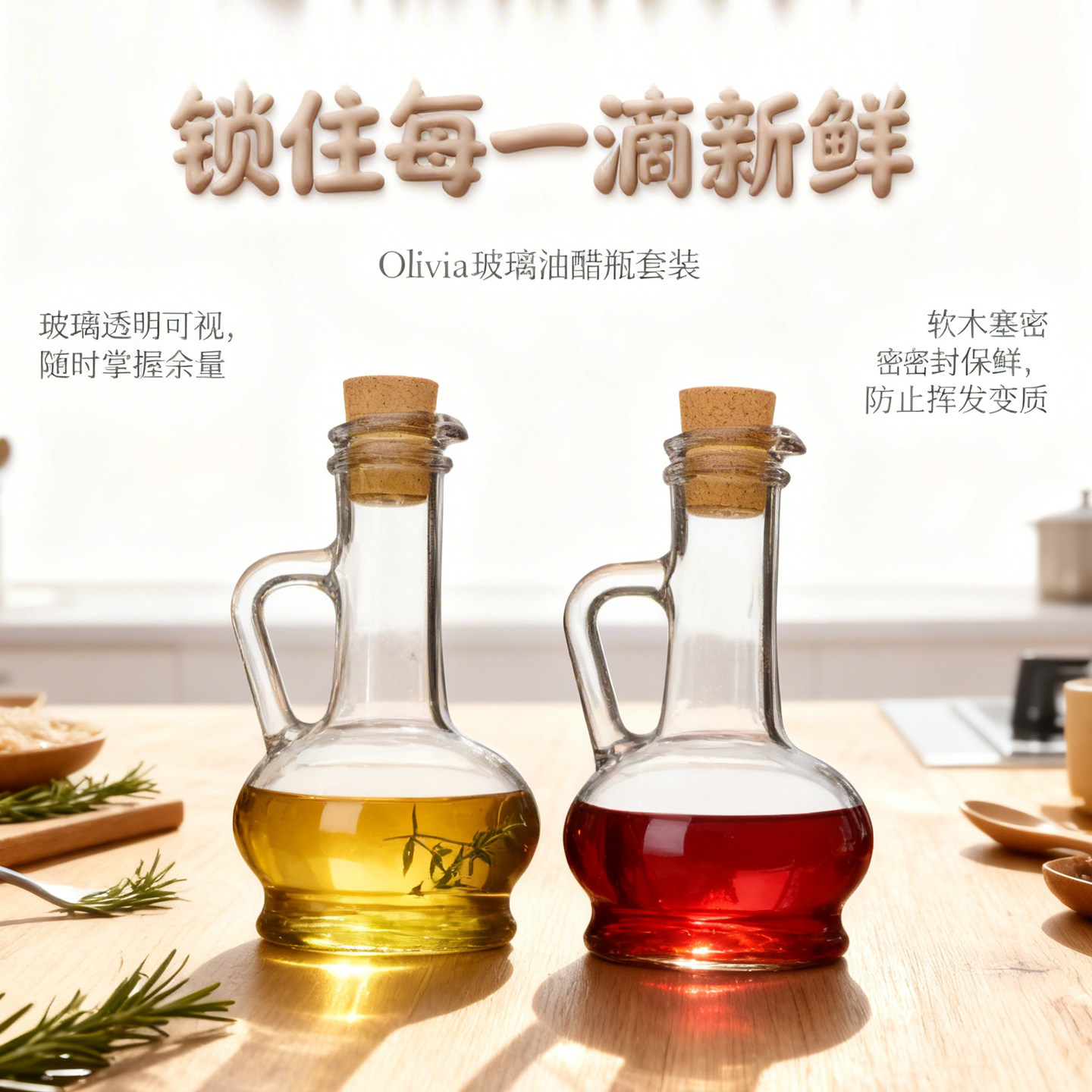 厨房玻璃调味瓶油壶 帕莎帕琦带塞酱油醋瓶 家用橄榄油调料瓶