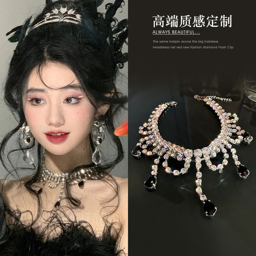 女暗黑千金项链宫廷复古满钻颈链