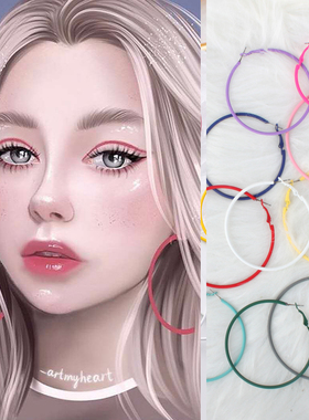 泫雅风经典大圈圈耳环酷帅网红朋克糖果色ins个性圆圈新潮百搭女