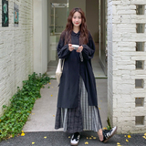 设计感格子马甲套装裙女2025秋新款韩系松弛感衬衫半身裙三件套，女装套装/套裙，浙宝183