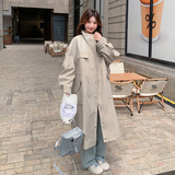 高级感巴恩风单排扣卡其色风衣女2025春秋独特超好看长款工装外套，女装风衣，浙宝183
