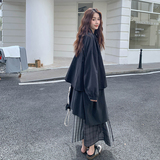 休闲格子马甲衬衫不规则半身裙套装女春秋季高级小众不撞款三件套，女装套装/套裙，浙宝183