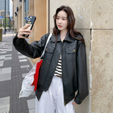 美式复古黑色皮衣外套女2025秋季新款洋气炸街时尚显瘦机车服夹克，女装皮衣，浙宝183