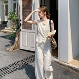 轻奢名媛风镂空钩花套装女夏季法式高级感别致背心上衣蕾丝阔腿裤，女装套装/套裙，浙宝183