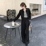 黑色韩范干练气质通勤工装套装裤女2025秋季新款外套阔腿裤两件套，女装套装/套裙，浙宝183