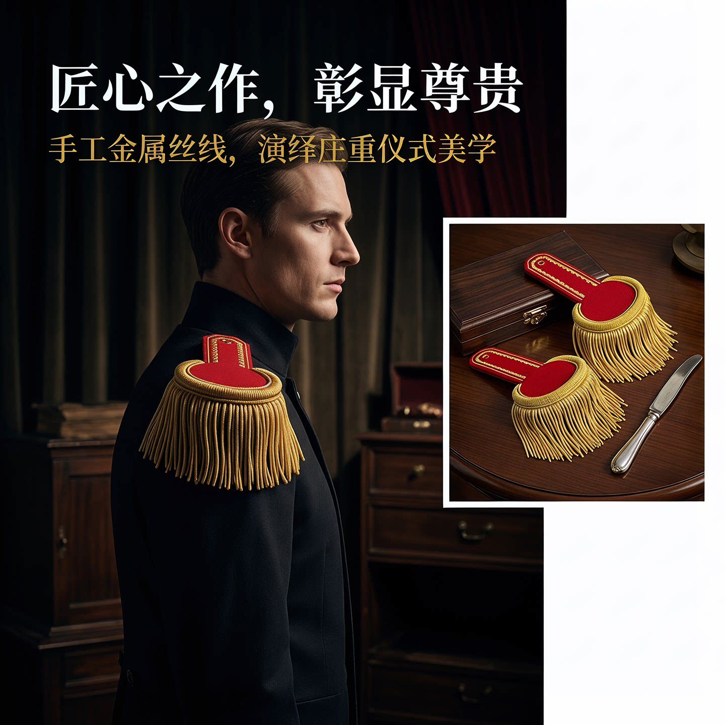 gsACC手工金属丝线肩章金色流苏仪仗队鼓号服乐队演出 肩章&绶带