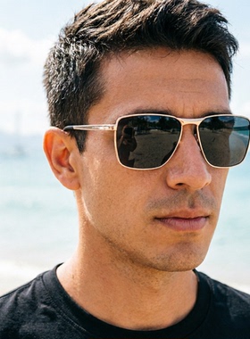 男款变色偏光镜墨镜男士黑色偏光太阳镜高档品质偏光镜方形金框