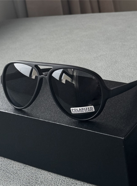 纪梵世男士偏光太阳镜蛤蟆镜磨砂黑色墨镜男女通用飞行员式弹簧腿