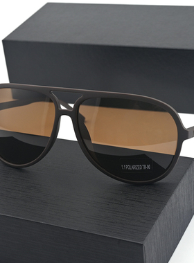 TR90超轻男士偏光太阳镜男款大脸墨镜飞行员式黑色茶色开车高清