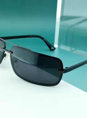 纪梵世品牌男士太阳镜大弯度无框墨镜男黑色骑车开车驾驶防强光