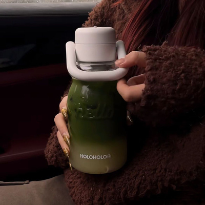 holoholo夏季吸管小奶杯男女学生高颜值随行便携手提简约可爱水杯